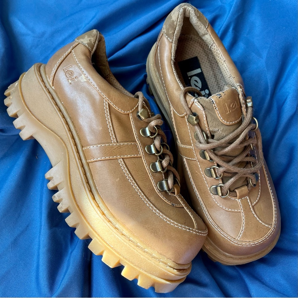 Chunky Tan Platform 90s Vintage L.e.i. Sneakers
